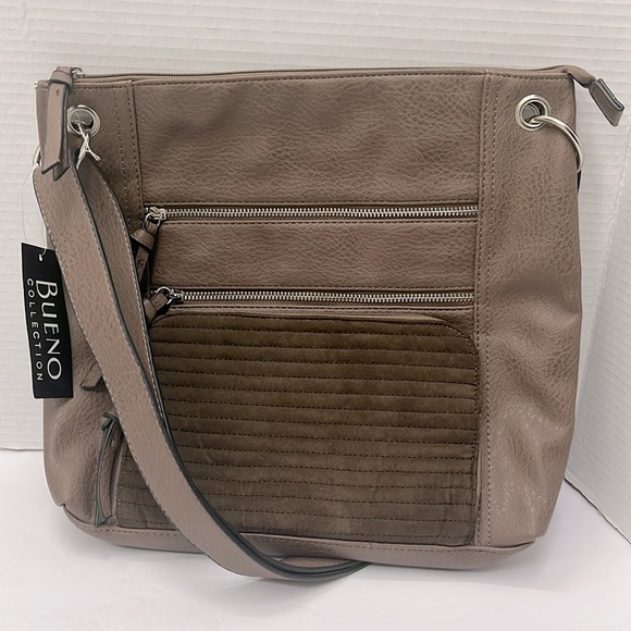 Bueno Handbags - NWT Bueno Collection Faux Leather Shoulder or Crossbody Large Bag - Color Brown